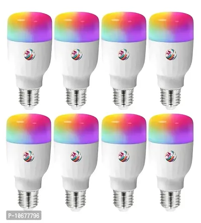 3A BRIGHT 9 Watt E27 Bullet 3 Colour in 1 LED Bulb (Red/Blue/Pink) - Pack of 8