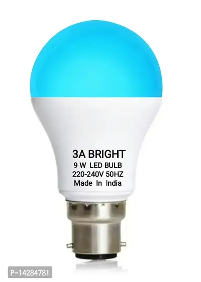3A BRIGHT 9W B22 Color LED Bulb (Warm White Pack of 1 and Blue Pack of 1 ) and 0.5W Mushroom LED Night Bulbs Pack of 6-thumb2