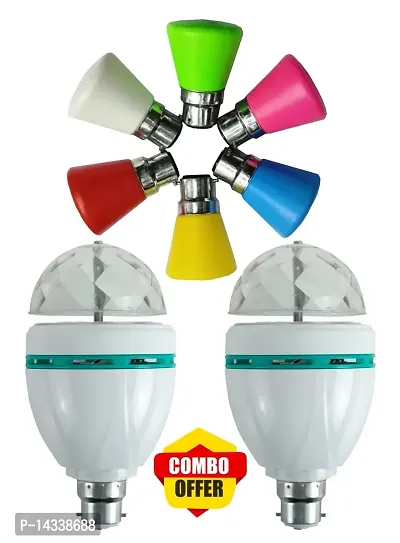 3A BRIGHT 0.5W B22 Mushroom LED Night Bulbs Pack of 6 and 360 Degree 3W RGB LED Rotating Disco Bulb (Pack of 2)