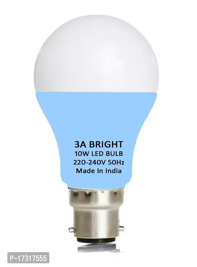 3A BRIGHT 10-Watt B22 Gama LED Bulb Silver White Extra Bright (Pack of 10)-thumb2