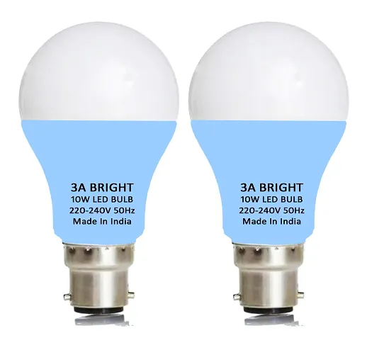 3A BRIGHT 10-Watt B22 Gama LED Bulb Silver White Extra Bright Multipack