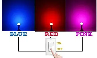 3A BRIGHT 3W RGB Projector Crystal Auto Rotating Color Changing Lamp and 9 Watt B22 Bullet 3-in-1 LED Bulb (Red/Blue/Pink)(Combo Pack of 4 Bulb)-thumb1