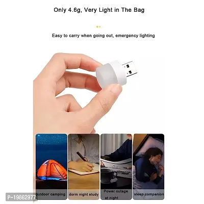 3A BRIGHT Portable Home USB Night Light | USB Atmosphere Lights Bulb for Bathroom Car Nursery Kitchen, Cool White- Pack of (4)-thumb3