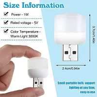 3A BRIGHT USB Night Light | USB Atmosphere Lights Bulb for Bathroom Car Nursery Kitchen, Cool White- Pack of 4-thumb2