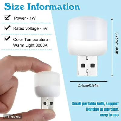 3A BRIGHT USB Night Light | USB Atmosphere Lights Bulb for Bathroom Car Nursery Kitchen, Cool White- Pack of 4-thumb3