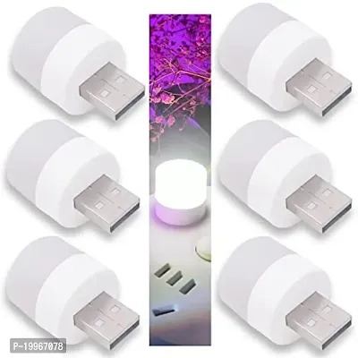 3A BRIGHT Portable Home USB Night Light | USB Atmosphere Lights Bulb for Bathroom Car Nursery Kitchen, Cool White- Pack of (6)