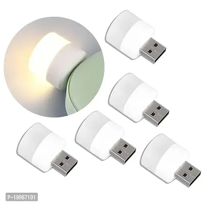 3A BRIGHT USB Night Light | USB Atmosphere Lights Bulb for Bathroom Car Nursery Kitchen, Cool White- Pack of (5)-thumb0