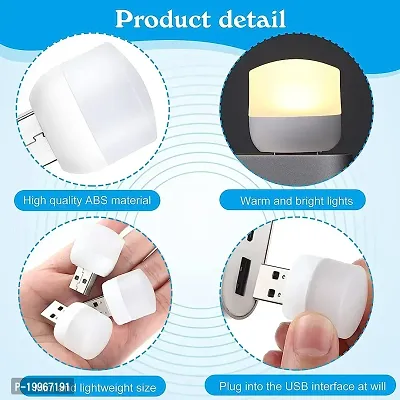 3A BRIGHT USB Night Light | USB Atmosphere Lights Bulb for Bathroom Car Nursery Kitchen, Cool White- Pack of (5)-thumb3
