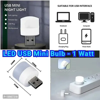 3A BRIGHT USB Night Portable Light | USB Atmosphere Lights Bulb for Bathroom Car Nursery Kitchen, Cool White- Pack of (4)-thumb3