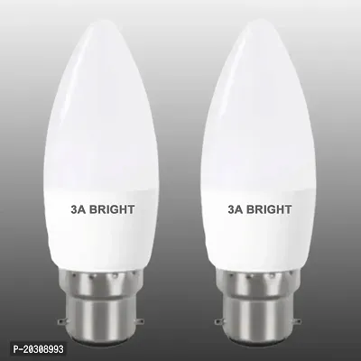 3A BRIGHT 5-Watt B22 Candle Decorative  Led Bulb (Silver White, Pack of 2)