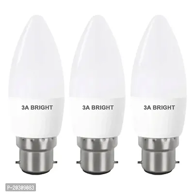 3A BRIGHT 5-Watt B22 Candle Decorative  Led Bulb (Silver White, Pack of 3)
