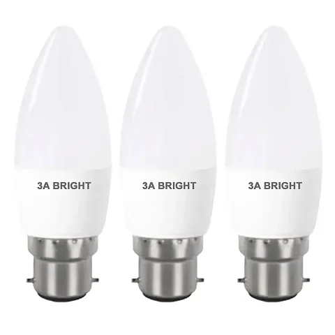 3A BRIGHT 5 Watt B22 White Candle Decorative Rocket Night Led Bulb Pack of 3