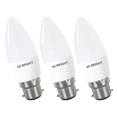 3A BRIGHT 5-Watt B22 Candle Decorative  Led Bulb (Silver White MultiPack)