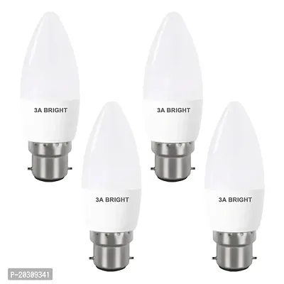 3A BRIGHT 5-Watt B22 Candle Decorative  Led Bulb (Silver White, Pack of 4)-thumb0