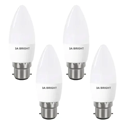 3A BRIGHT 5-Watt B22 Candle Decorative Rocket Night  Led Bulb (White Pack of 4)