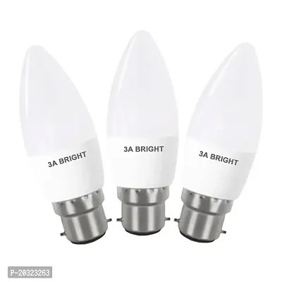 3A BRIGHT B22 5-Watt Candle Decorative Rocket Night  Led Bulb (Silver White, Pack of 3)