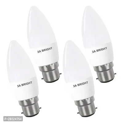 3A BRIGHT 5-Watt B22 Candle Decorative Rocket Night  Led Bulb (White, Pack of 4)