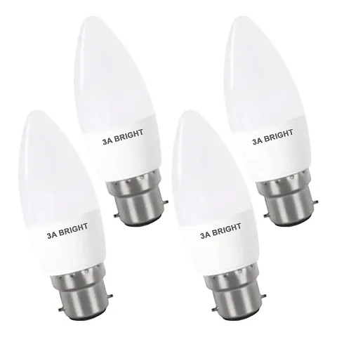 3A BRIGHT 5-Watt B22 Candle Decorative Rocket Night  Led Bulb (White Pack of 4)