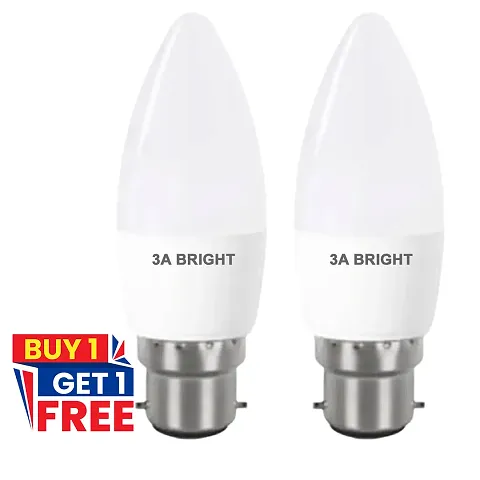 3A BRIGHT 5 Watt B22 White Candle Decorative Rocket Night Led Bulb Pack of 2