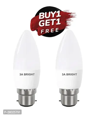 3A BRIGHT 5-Watt B22 White Candle Decorative Rocket Night Led Bulb, Pack of 2)