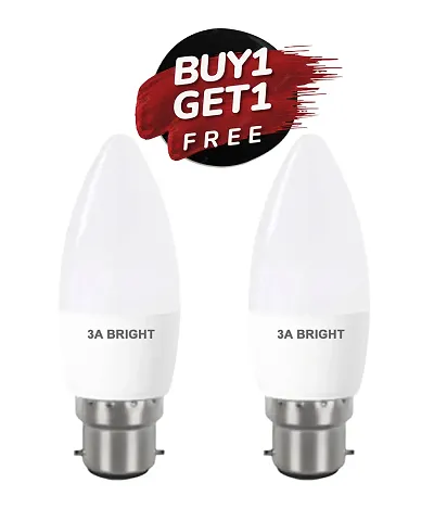 3A BRIGHT 5 Watt B22 White Candle Decorative Rocket Night Led Bulb Pack of 2