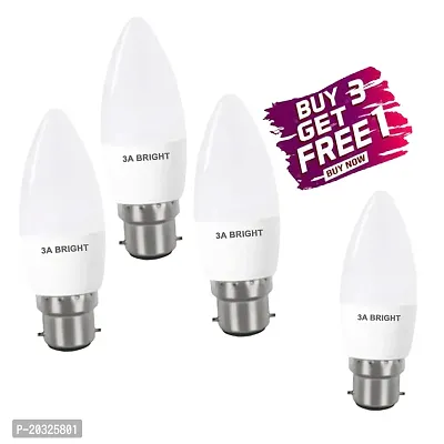3A BRIGHT B22 5-Watt White Candle Decorative Rocket Night Led Bulb (Pack of 4)