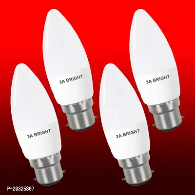 3A BRIGHT 5-Watt B22 White Candle Decorative Rocket Night  Led Bulb , Pack of 4