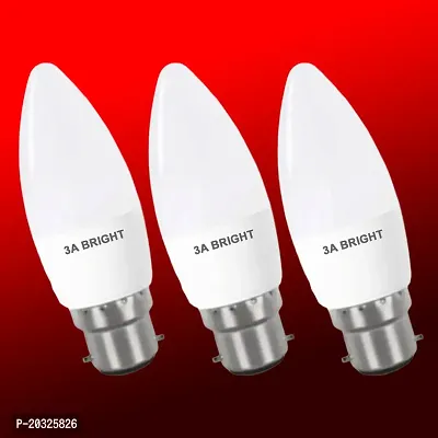 3A BRIGHT 5-Watt B22 White Candle Decorative Rocket Night Led Bulb (Pack of 3)