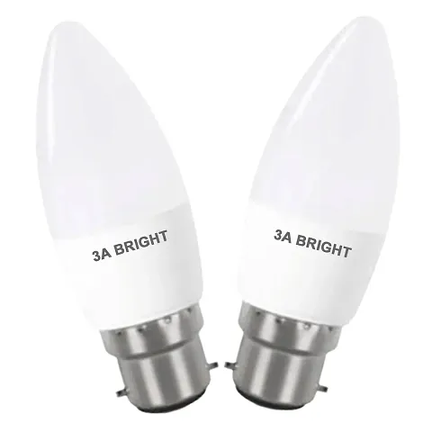 3A BRIGHT 5 Watt B22 White Candle Decorative Rocket Night Led Bulb Pack of 2