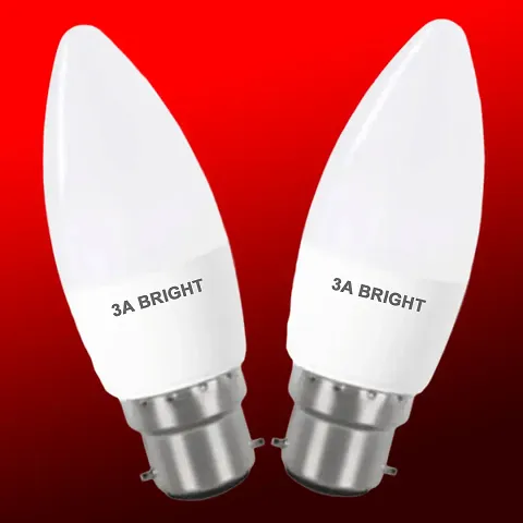 3A BRIGHT 5 Watt B22 White Candle Decorative Rocket Night Led Bulb Pack of 2