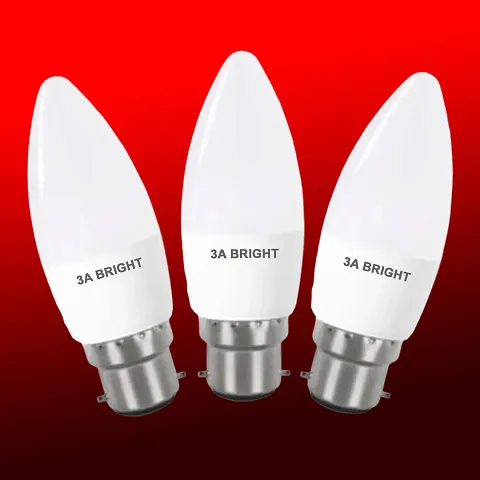 3A BRIGHT 5 Watt B22 White Candle Decorative Rocket Night Led Bulb Pack of 3