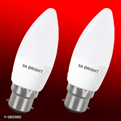 3A BRIGHT 5-Watt B22 White Candle Decorative Rocket Led Bulb (Pack of 2)