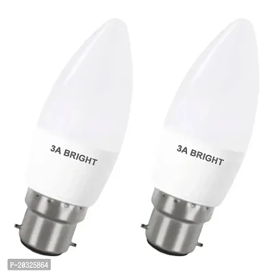 3A BRIGHT 5-Watt B22 Candle Night Led Bulb (Silver White, Pack of 2)