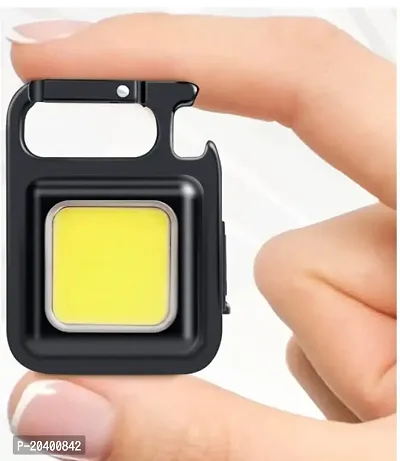 3A BRIGHT Keychain Led Light with Bottle Opener Multifunctional Flashlight Small Emergency Light Pocket Light Mini Cob 500 lumens Rechargeable Light Keychain (Square, Metal)