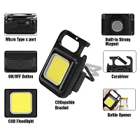 3A BRIGHT Keychain Led Light with Bottle Opener Multifunctional Flashlight Small Emergency Light Pocket Light Mini Cob 500 lumens Rechargeable Light Keychain (Square, Metal)-thumb3