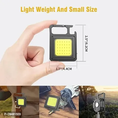 3A BRIGHT Keychain Led Light with Bottle Opener Multifunctional Flashlight Small Emergency Light Mini Cob 500 lumens Rechargeable Light Keychain (Square, Metal)-thumb2