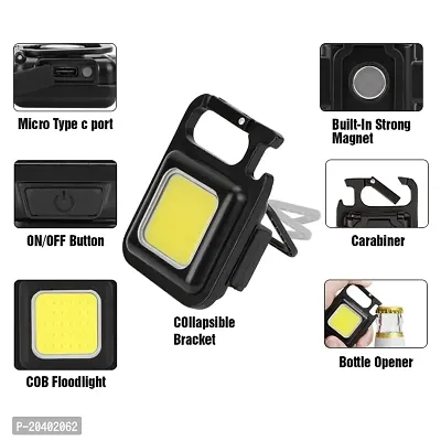 3A BRIGHT 800 Lumen Rechargeable COB Keychain Work Light with 3 Lighting Modes, Magnetic Base, Keyring LED Torch Keychain Flashlights Mini Work Light for Workshop, Repairing, Emergency-thumb5