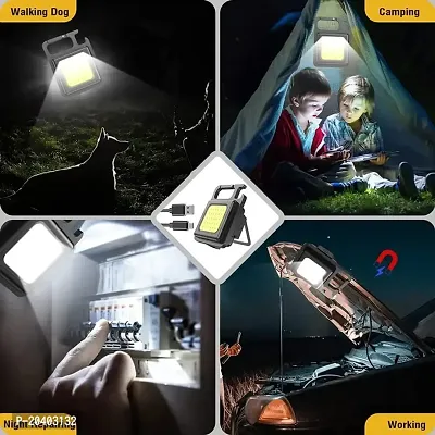 3A BRIGHT LED Flashlight 800 Lumens COB Rechargeable Keychain Mini Flashlight 4 Light Modes Portable Pocket Light with Folding Bracket Bottle Opener and Magnet Base for Fishing Walking Camping-thumb4