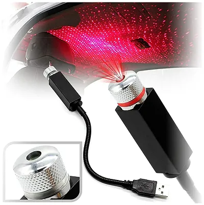 3A BRIGHT Roof Adjustable Angle Trade-B Car Interior Star Decoration USB Laser Light 360 Degree Rotation Light/Room/Car/Party Decoration Disco Laser Light Car Fancy Lights -( Red )