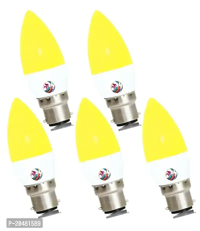 3A BRIGHT 5-Watt B22 Candle Decorative Rocket Night Led Bulb (Warm White, Pack of 5)-thumb0
