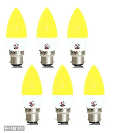 3A BRIGHT 5-Watt B22 Candle Decorative Rocket Night Led Bulb (Warm White, Pack of 6)