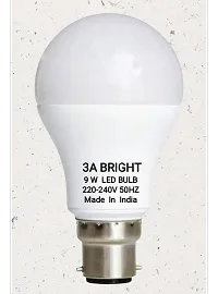 3A BRIGHT 9 Watt B22 Silver White Round LED Bulb (Pack of 10)-thumb1