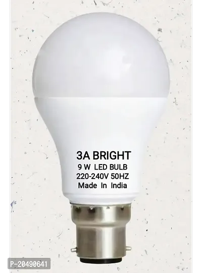 3A BRIGHT 9 Watt B22 Silver White Round LED Bulb (Pack of 10)-thumb2