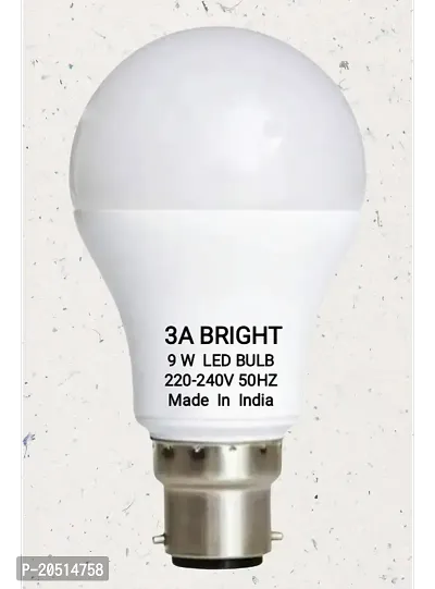 3A BRIGHT 9 Watt B22 Silver White Round LED Bulb (Pack of 8)-thumb2