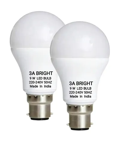 3A BRIGHT 9 Watt B22 Silver White Round LED Bulb (MultiPack)