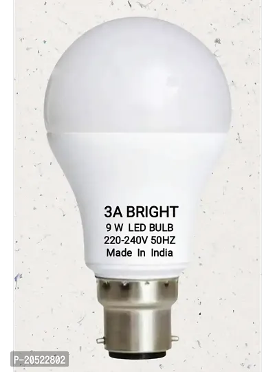 3A BRIGHT 9 Watt B22 Silver White Round LED Bulb (Pack of 2)-thumb2