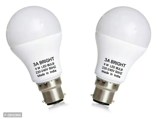 3A BRIGHT 9 Watt B22 DOB Instant Bright LED Bulb (Cool White, Combo Pack of 2)