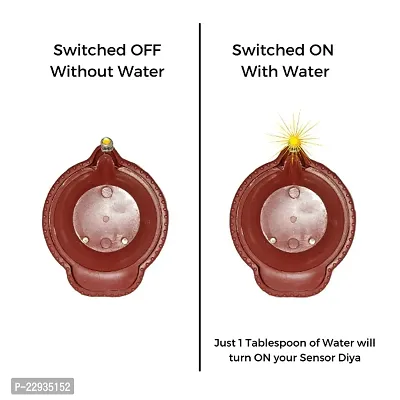 3A BRIGHT Water Sensor Diya No Electricity Needed, Artificial Flameless Candle Panti Best for Decorations for All Occasions Ganapati Navratri Diwali Wedding Party' and Puja (4-Diya)-thumb3