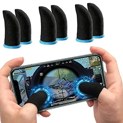 3A BRIGHT (6 Piece) Thumb  Finger Sleeve for Mobile Game, Pubg, Freefire  Fortnite -Pack of 3 Pair- Black