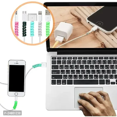 3A BRIGHT Spiral Charger Cable Protectors for Wires Data Cable Saver Charging Cord Protective Cable Cover Set of 2 (8 Pieces)-thumb3